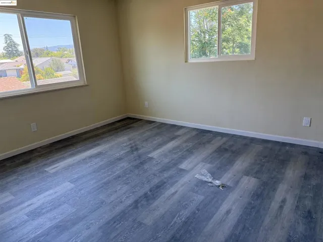 Spare room featuring dark wood finished floors and plenty of natural light