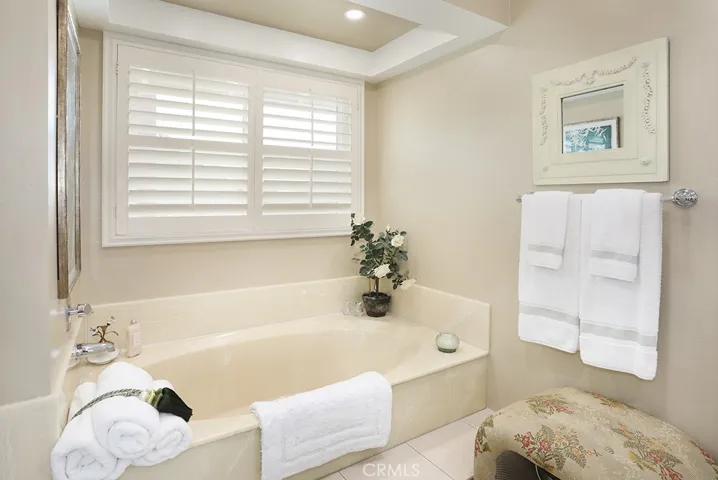 Primary bathroom with separate soaking tub