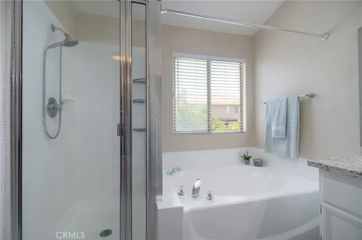 Separate shower and soaking tub