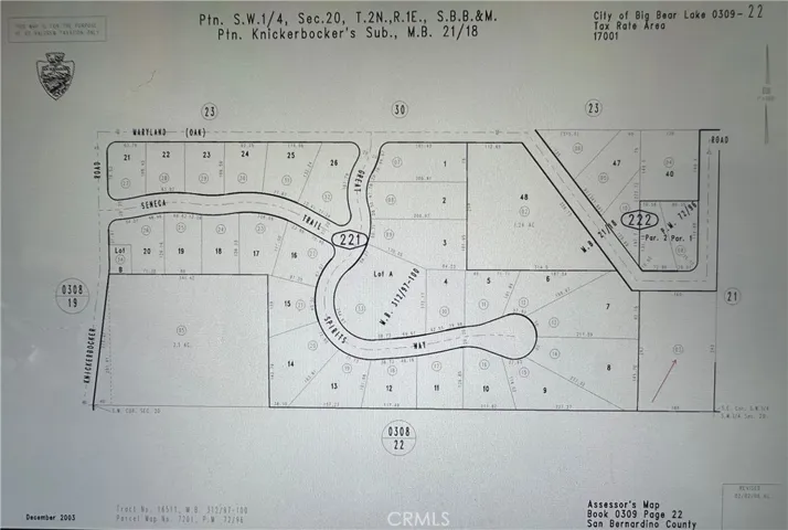 Parcel Map #3, bottom left corner with red arrow