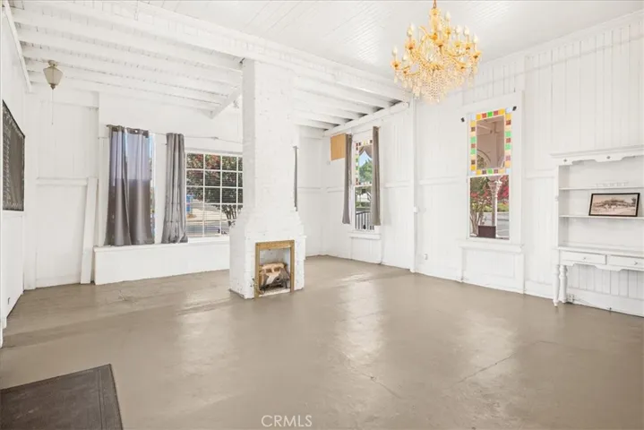 Lobby with fireplace