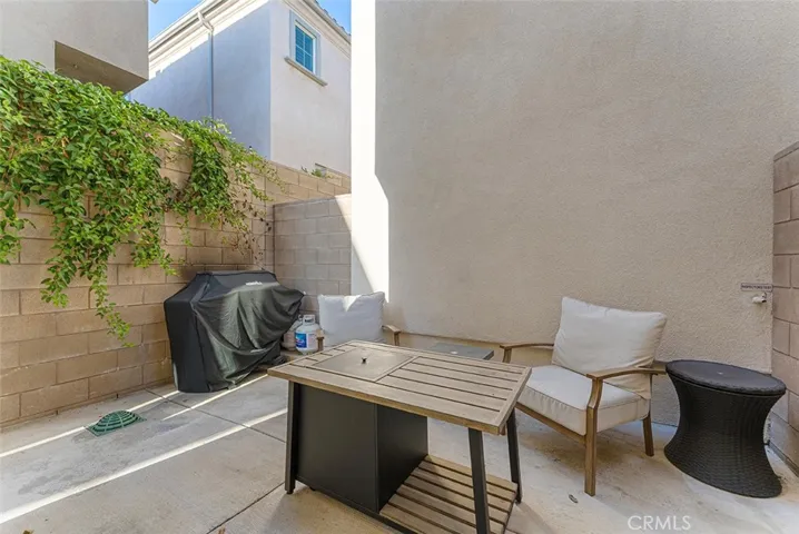 Concrete patio off from the dining area.