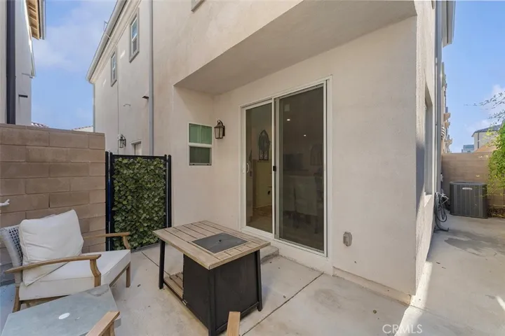 Concrete patio off from the dining area.