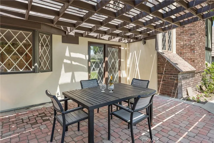 Outdoor dining under covered patio