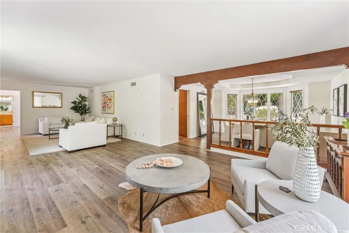 Open floor plan living and dining room