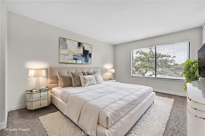 Virtually staged primary bedroom