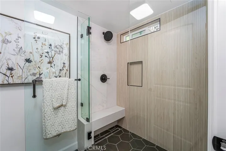 Step in shower with marble seat!