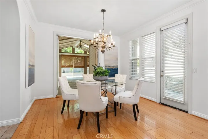 Dining room with door to sunroom