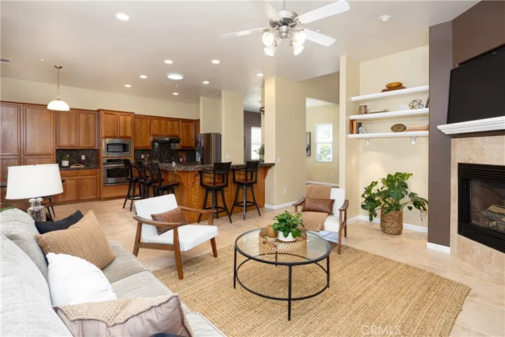 A view from the family room to the kitchen