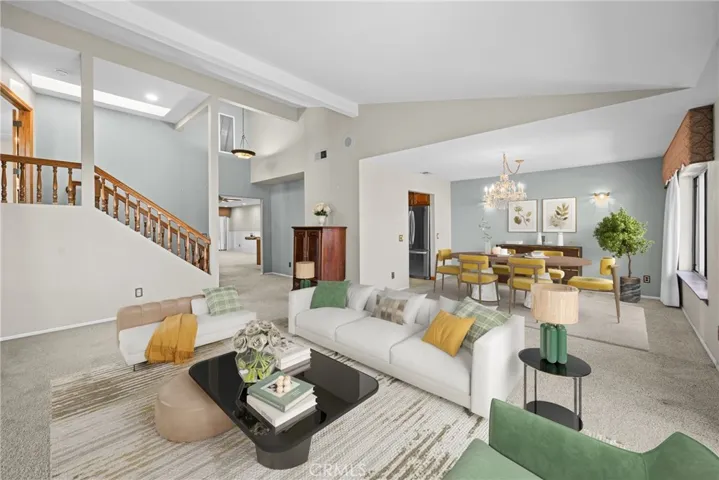 Living room and dining room