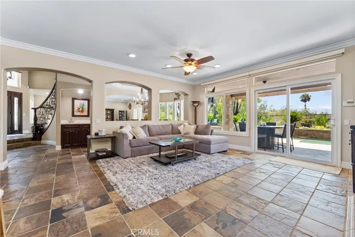 Oversized family room open, bright and airy.
