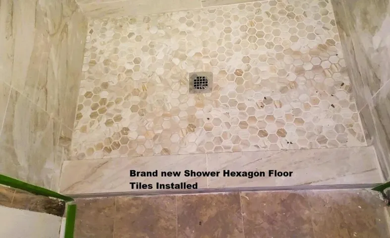 Master Shower new flooring tiles