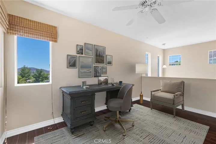 Virtually Staged Upstairs Loft. Ceiling fan. Great views