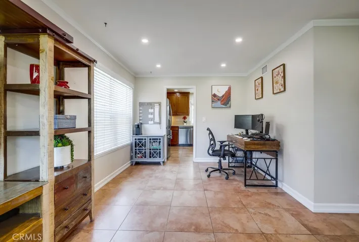 View from living room into kitchen.