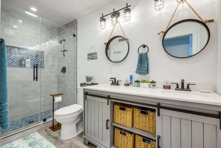 Primary bathroom with beautiful shower.
