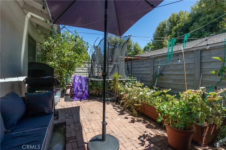 Step outside to a fenced patio.