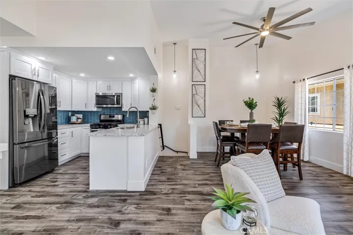 Open concept kitchen and dining area.