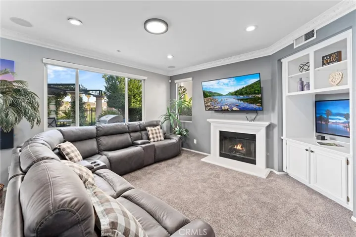 Spacious family room with fireplace