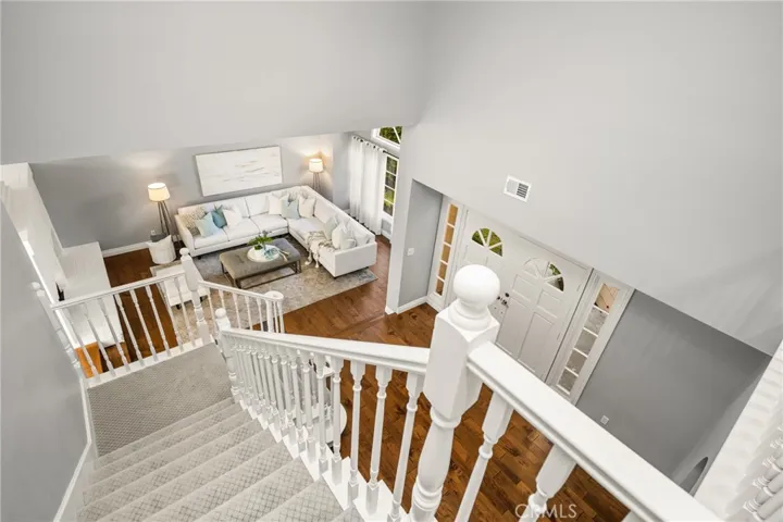 Birds eye view of the foyer and formal living room
