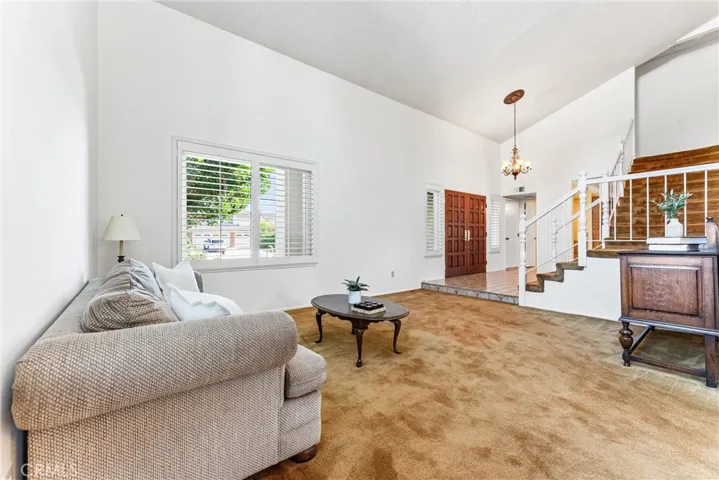 Living Room with cathedral ceilings