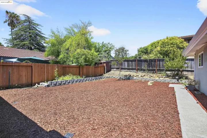 View of fenced backyard