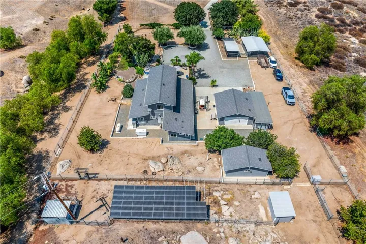 Overhead from the south side showing 43 panel solar array