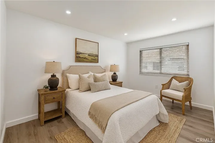 Virtually staged primary bedroom