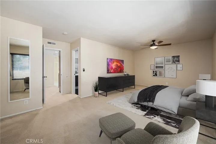 Virtually staged Huge Master Bedroom.