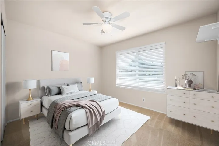 Virtually staged Bedroom #2 this is a nice sized room with new Milgard window installed.