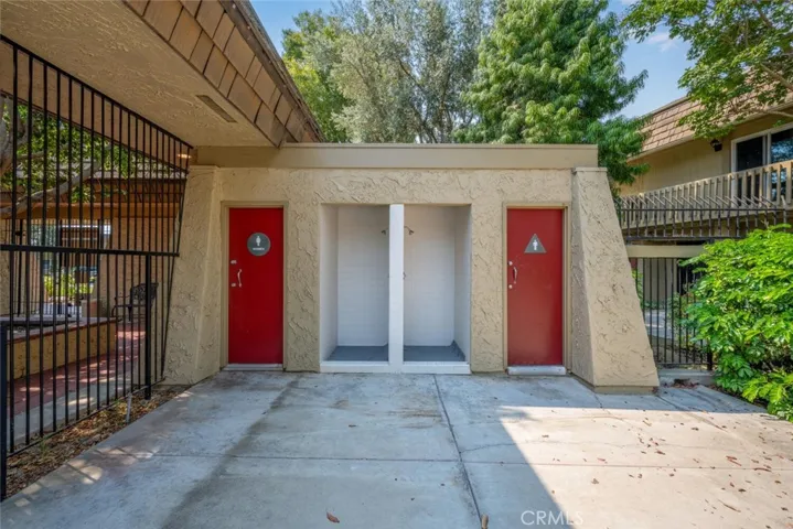 Restrooms and showers provided at the pool area.