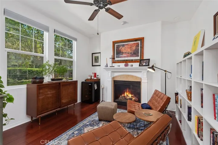Living Room at front of home with gas fireplace.