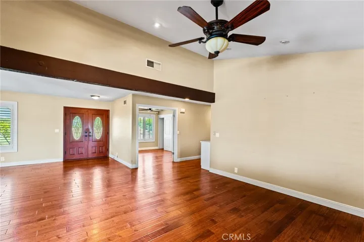 View from living room to the front doors