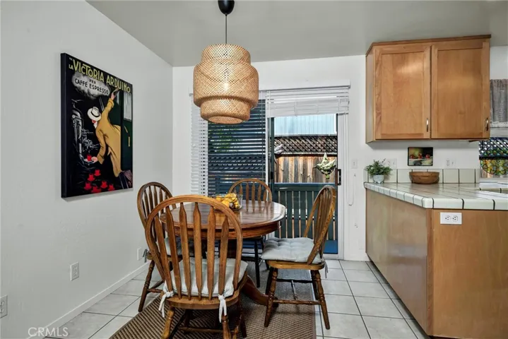 Breakfast nook with slider to side yard
