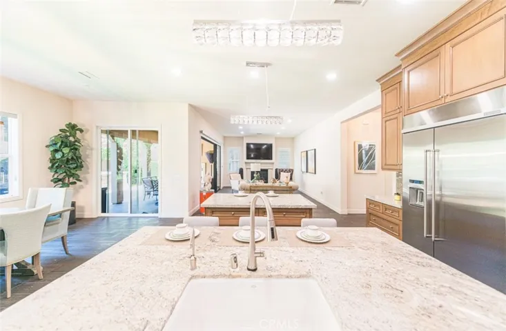 another view of kitchen over looks the living room