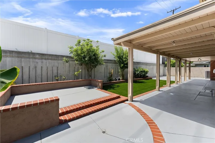 Low maintenance Backyard with Artificial Grass, Covered Patio area and upgraded Hardscape