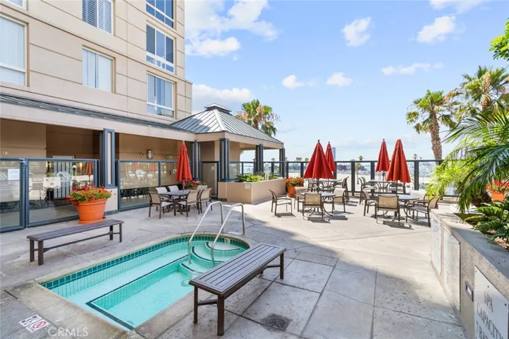 heated pool and Spa with dining lounge area