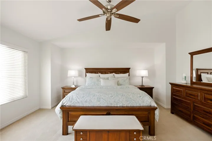 The room is large and can fit any size bed. Stay cool on those hot summer evenings by turning on your ceiling or whole house fan.