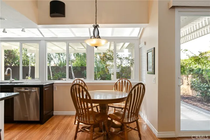The kitchen and family room windows overlook this lush backyard which almost makes you feel like you are outside.