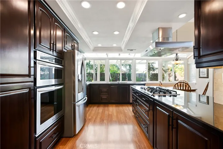 Isn't this galley style kitchen just gorgeous!