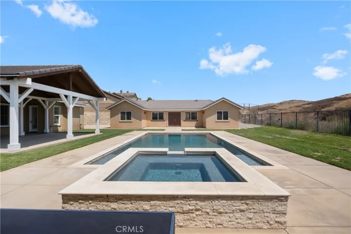 Backyard pool and spa