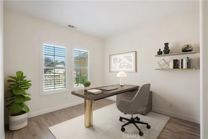 Main House - Bedroom #2, shown as an office - View of Front Courtyard
