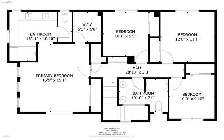 Upstairs floor plan / room layout