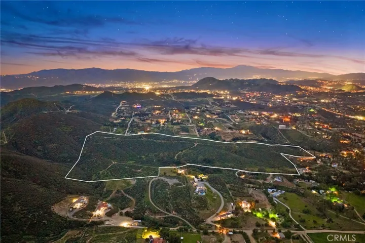 Amazing city light views from the elevated parts of the property. 52 Acres
