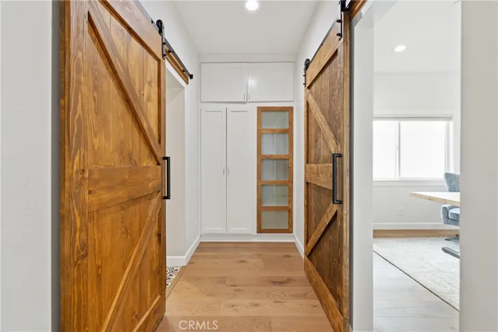Pantry with custom barn doors