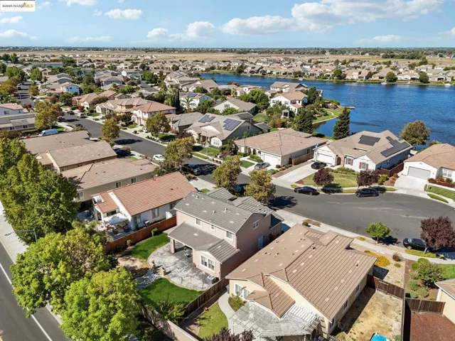 Aerial perspective of suburban area