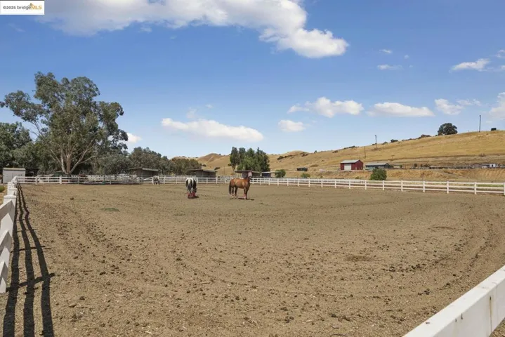 View of yard with an enclosed riding area and a view of rural / pastoral area