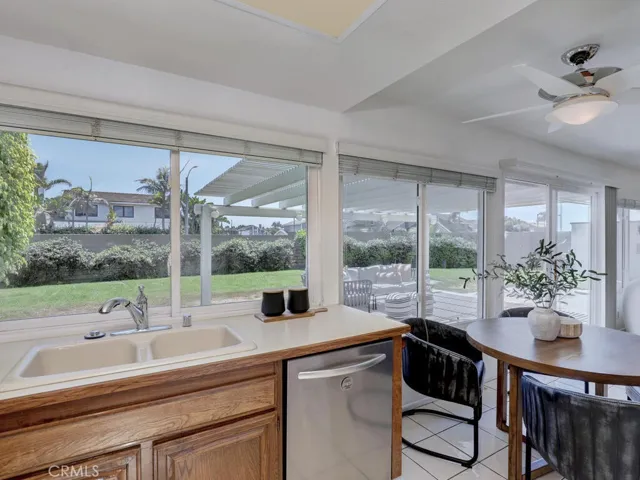 Lovely view of the yard from kitchen, & living area.