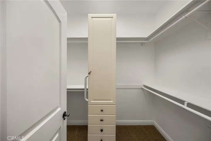 A walk-in closet in the main level primary bath/dressing area. There's also a standard closet in the bedroom area.