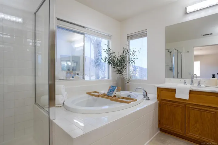 Primary Bath/Spa has privacy film on the window.