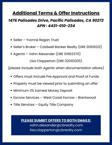 LISTING INSTRUCTIONS